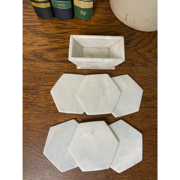 Natural Stone Hexagonal Coasters -Marble Stone Coasters - Picture 4 of 7